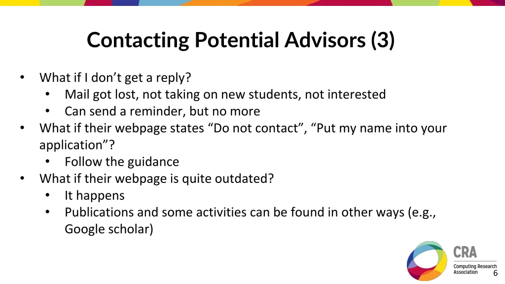 contacting potential advisors 3