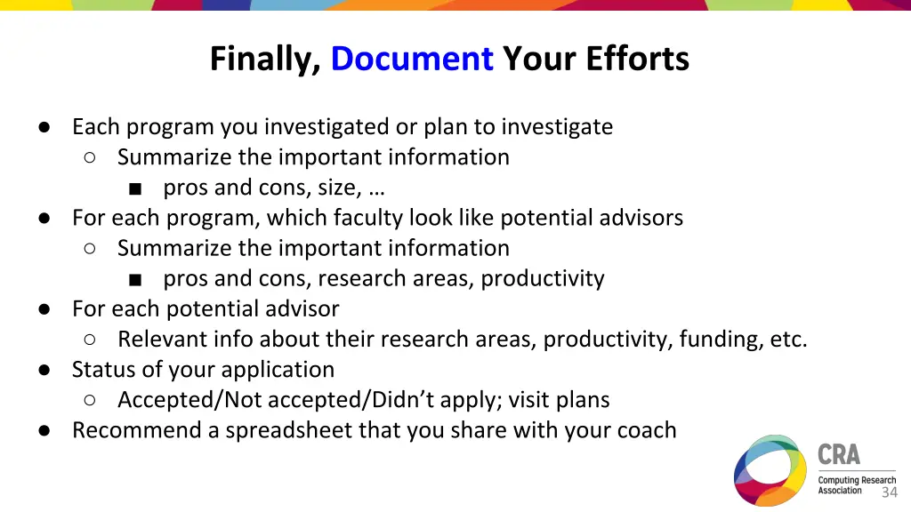 finally document your efforts