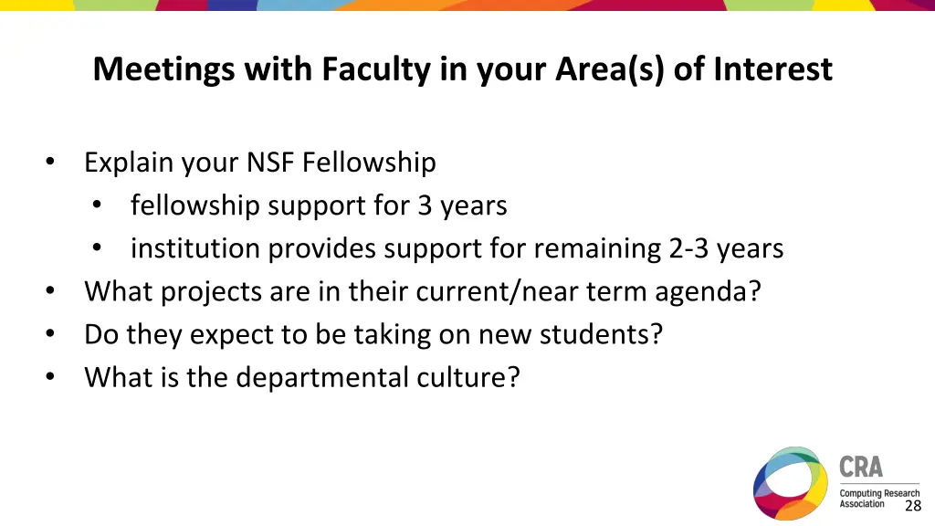 meetings with faculty in your area s of interest