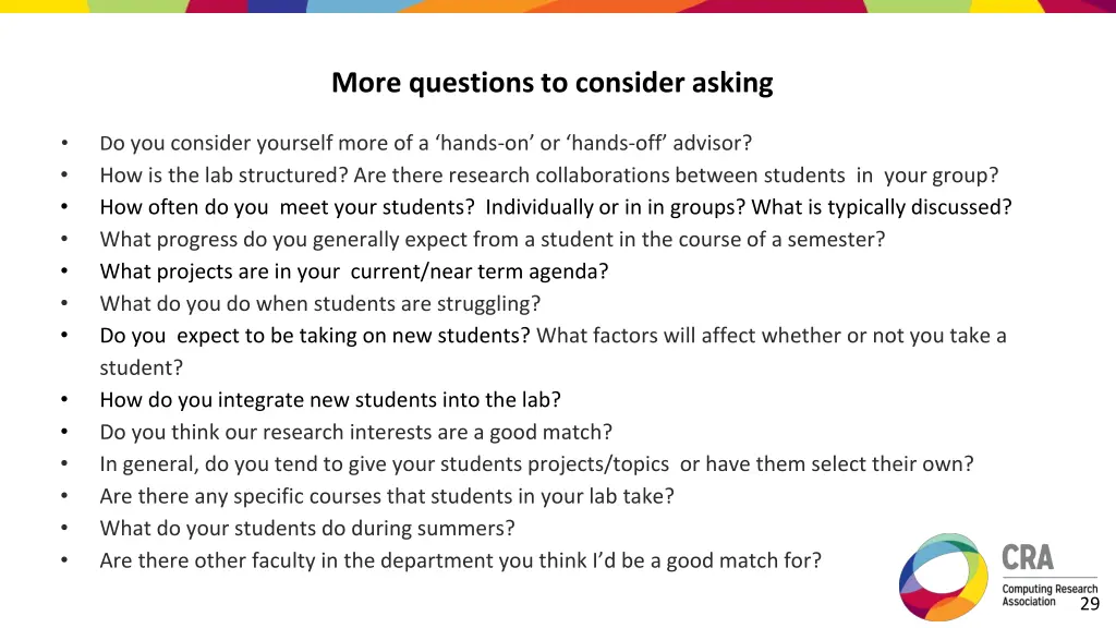 more questions to consider asking
