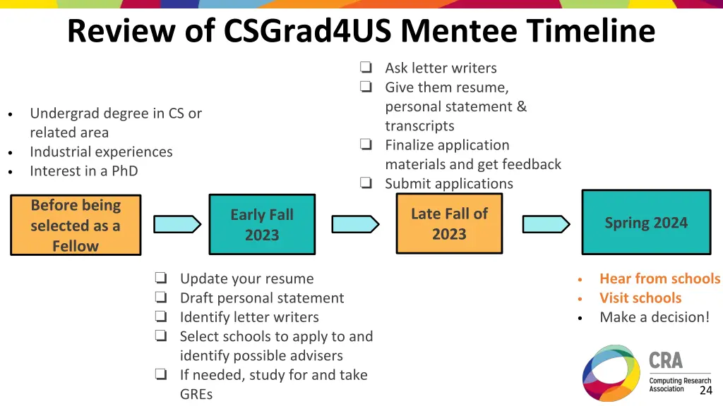 review of csgrad4us mentee timeline ask letter