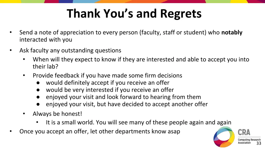 thank you s and regrets