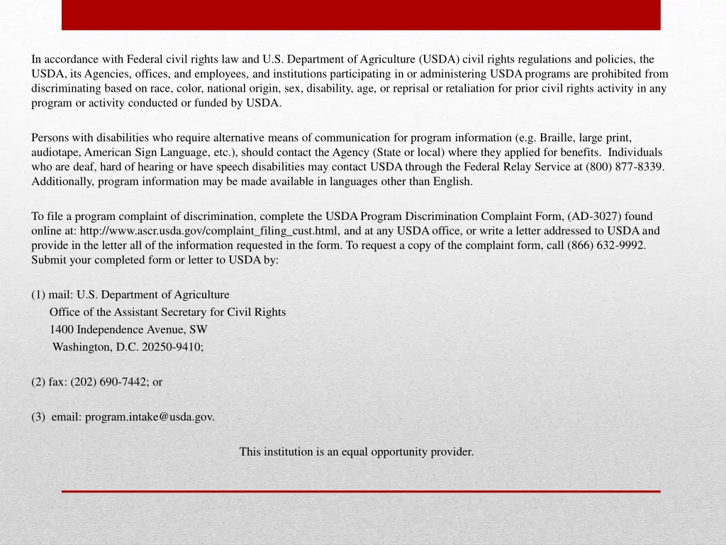 in accordance with federal civil rights