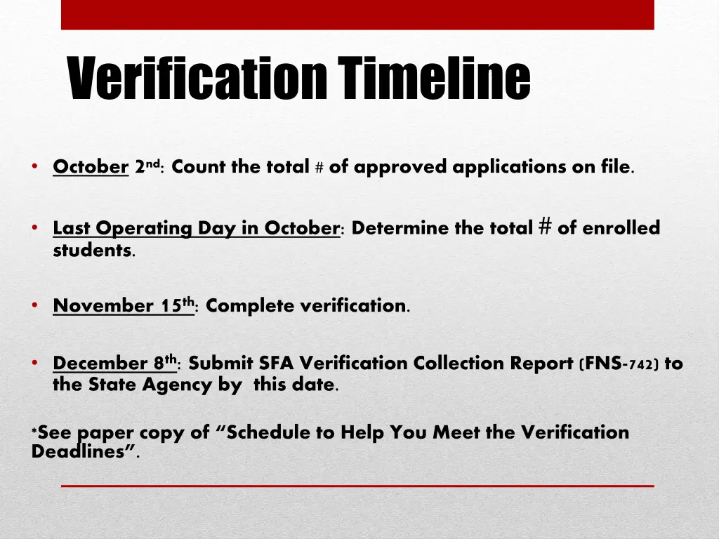 verification timeline