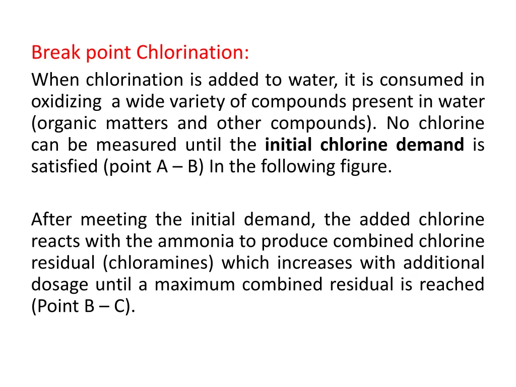 break point chlorination when chlorination