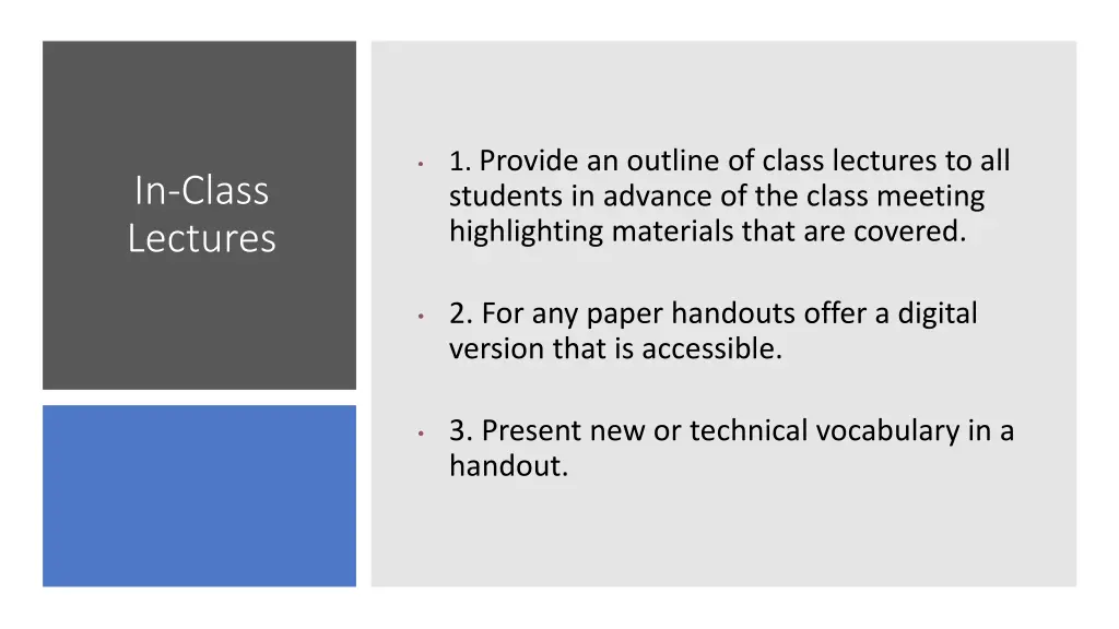 1 provide an outline of class lectures