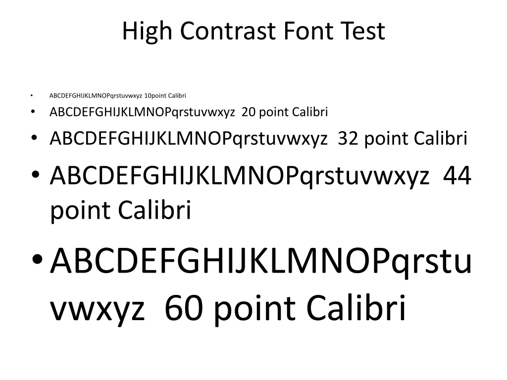 high contrast font test