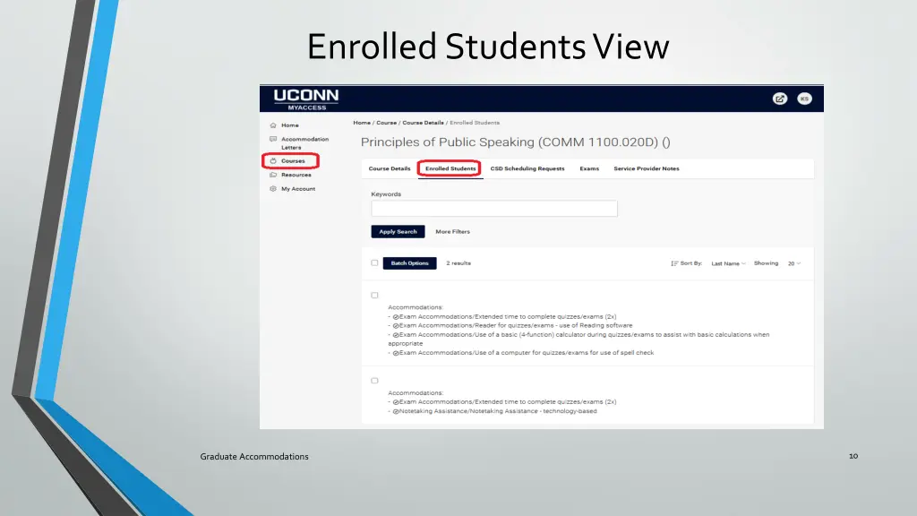 enrolled students view