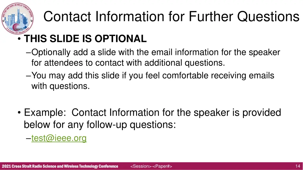 contact information for further questions