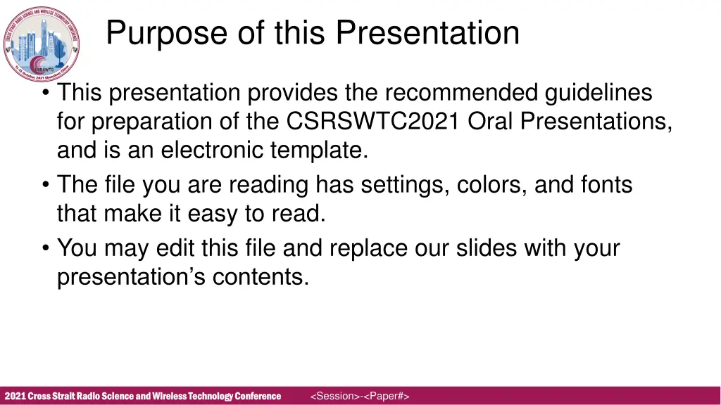 purpose of this presentation