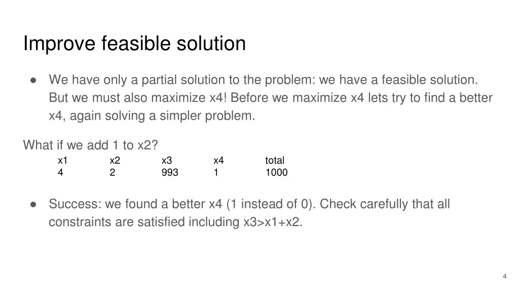 improve feasible solution