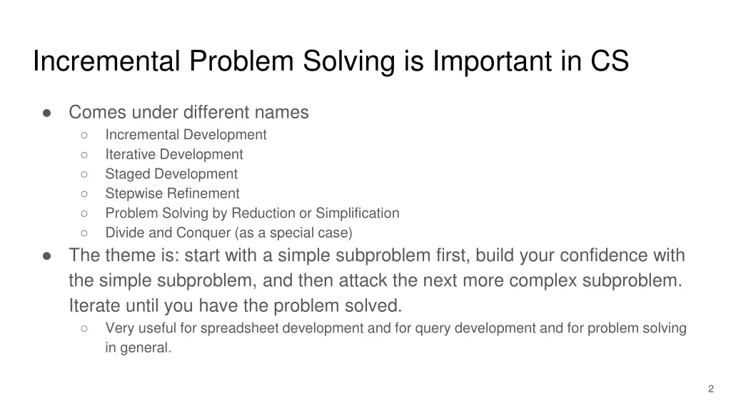 incremental problem solving is important in cs