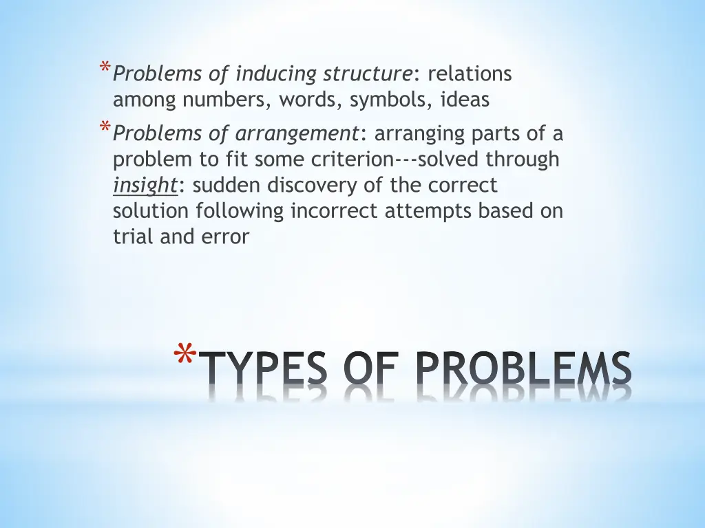 problems of inducing structure relations among