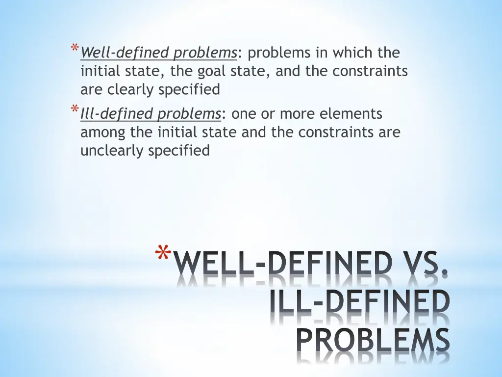 well defined problems problems in which