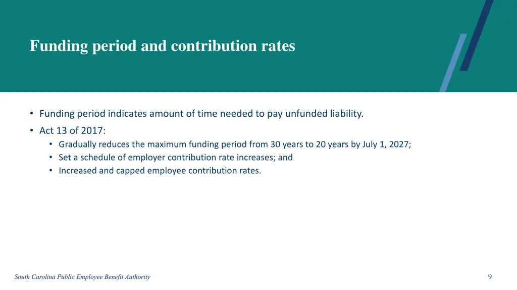 funding period and contribution rates