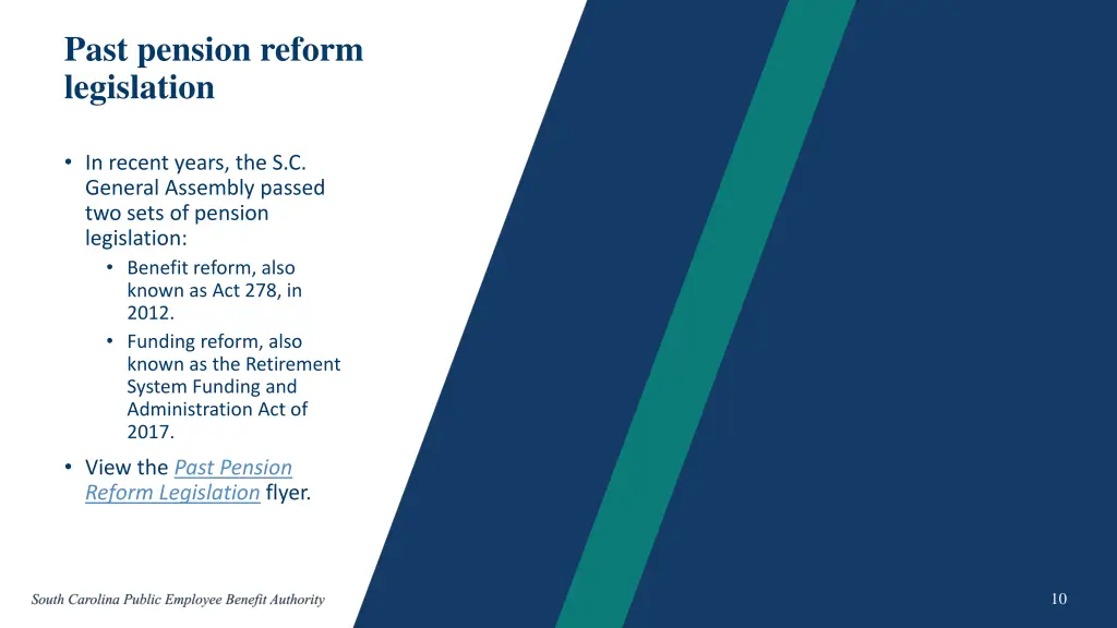 past pension reform legislation