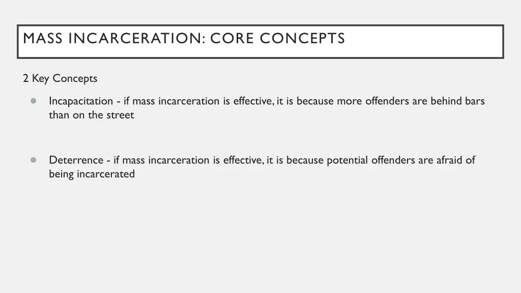 mass incarceration core concepts