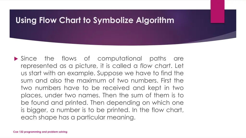 using flow chart to symbolize algorithm