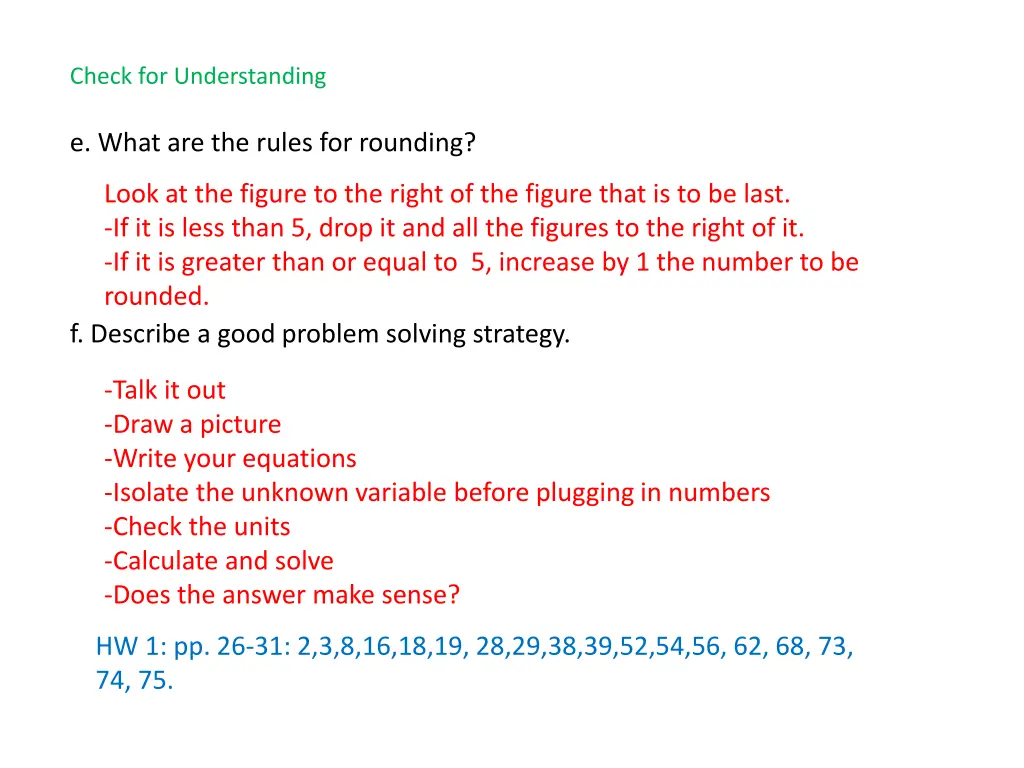 check for understanding 2