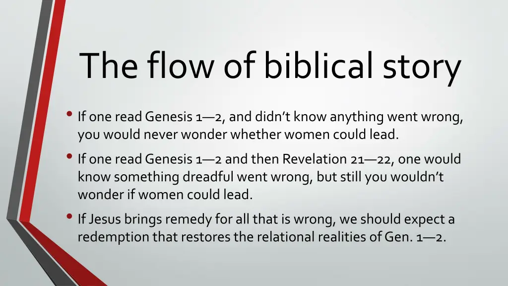 the flow of biblical story
