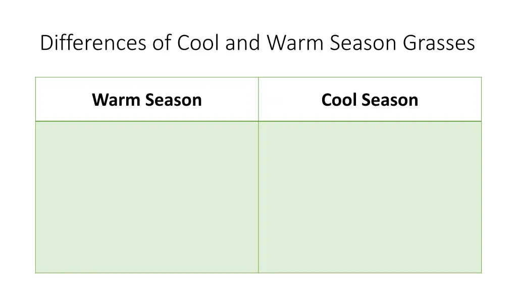 differences of cool and warm season grasses