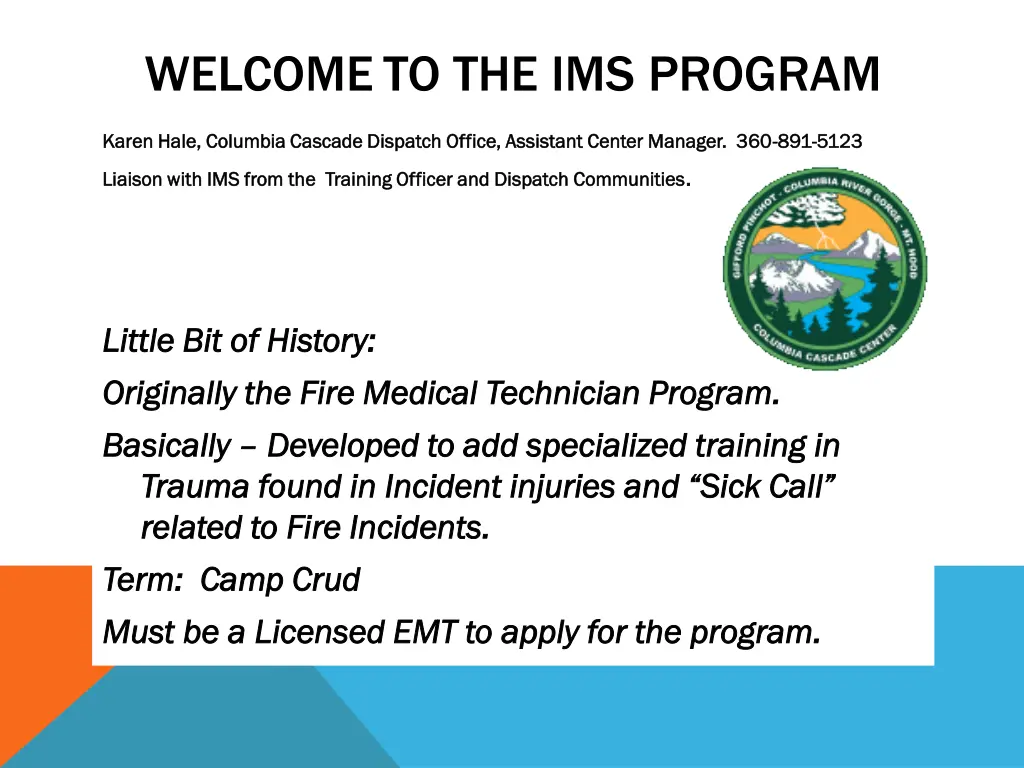 welcometo the ims program