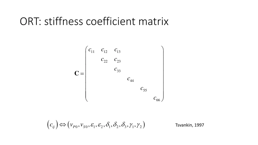 ort stiffness coefficient matrix