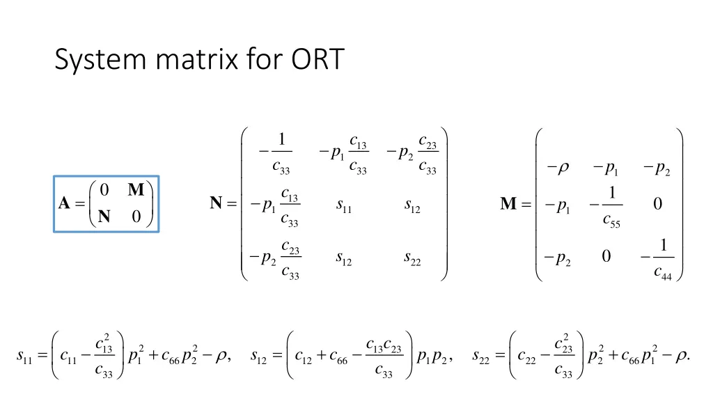 system matrix for ort