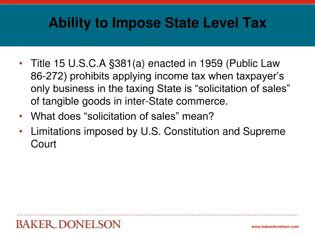 ability to impose state level tax