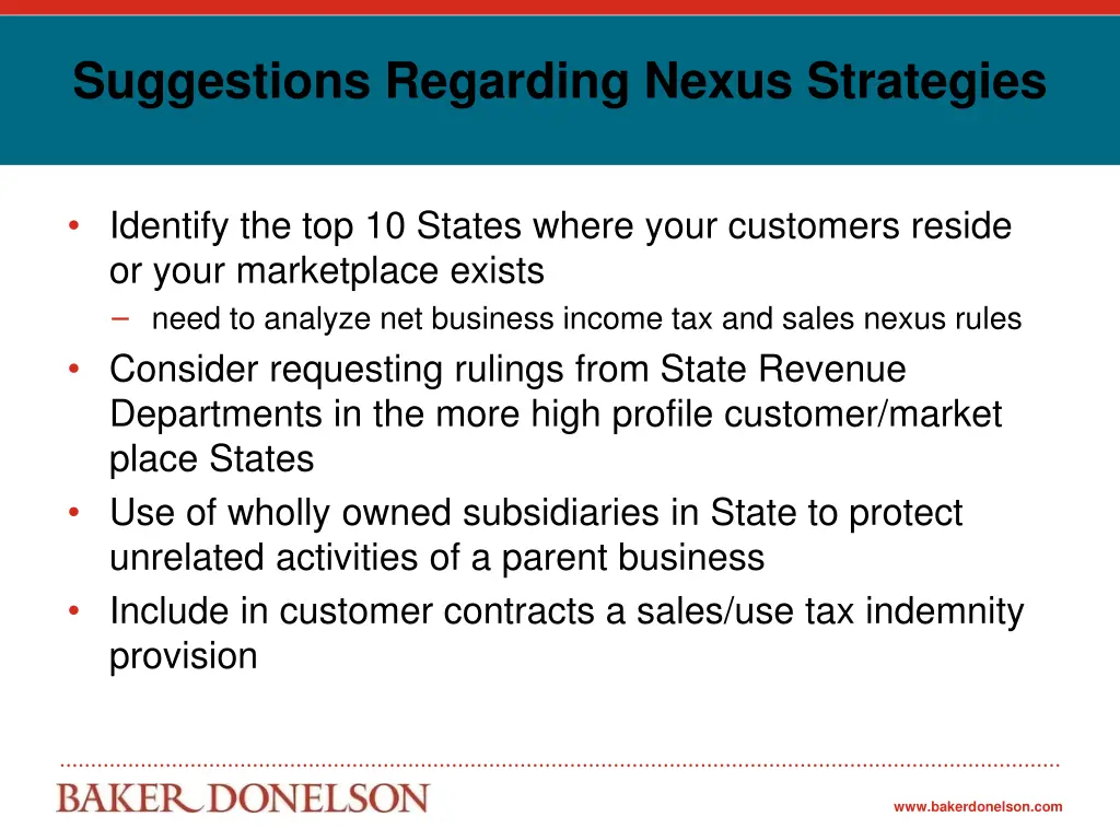 suggestions regarding nexus strategies