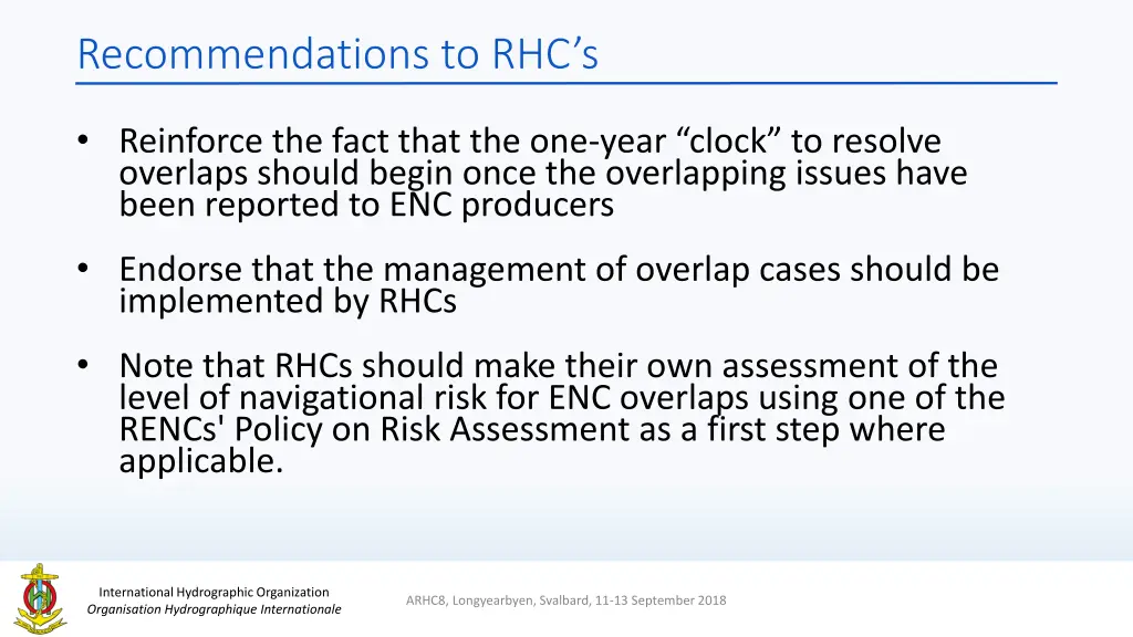 recommendations to rhc s