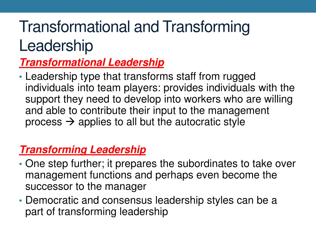 transformational and transforming leadership
