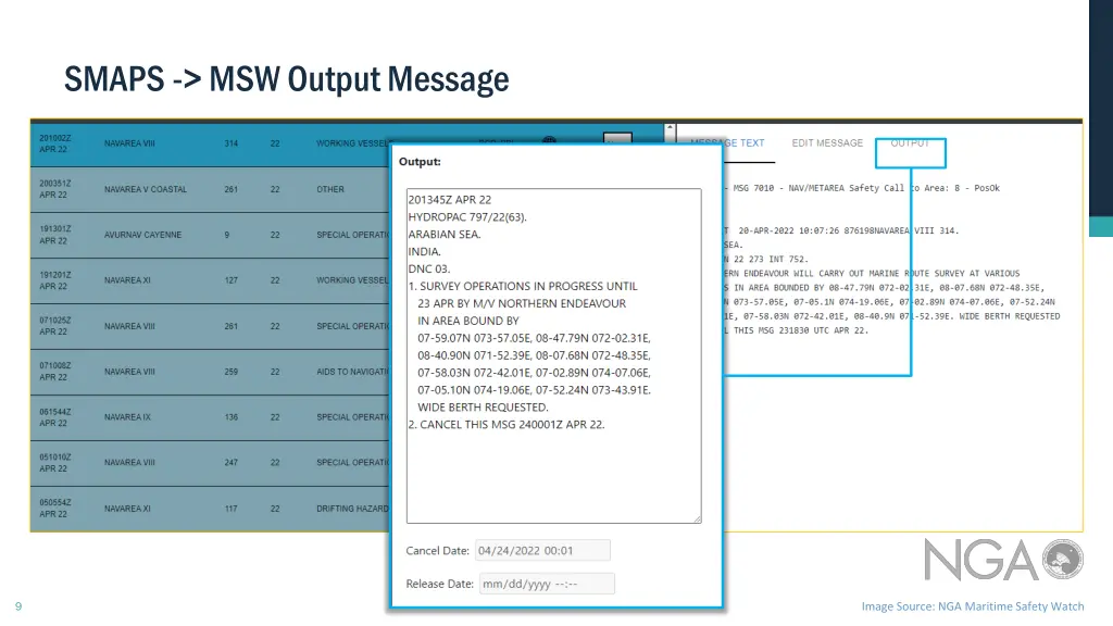 smaps msw output message
