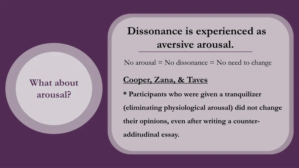 dissonance is experienced as aversive arousal