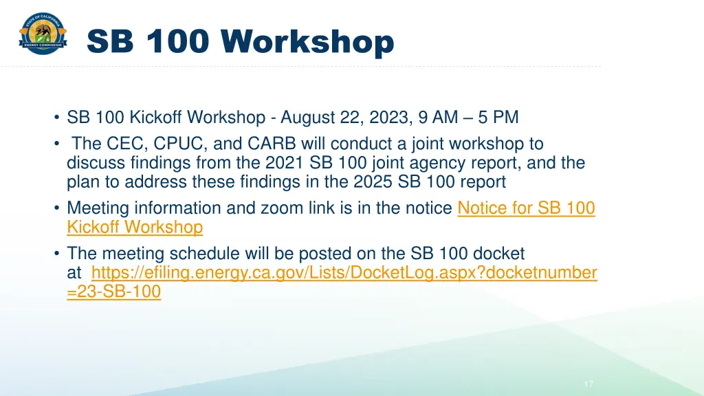 sb 100 workshop