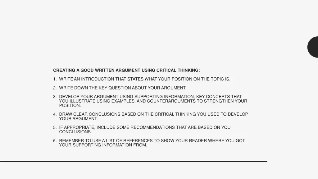 creating a good written argument using critical