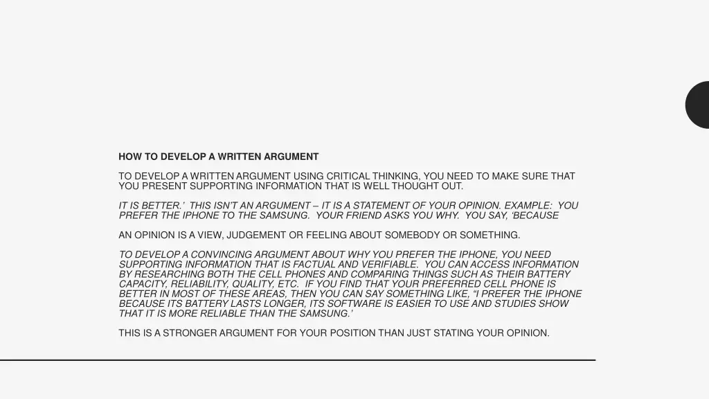 how to develop a written argument
