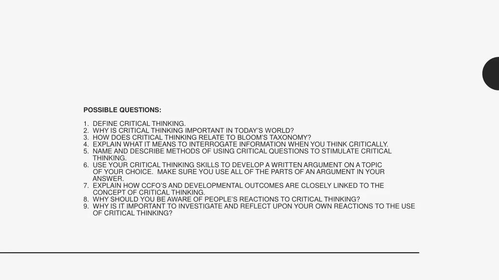 possible questions