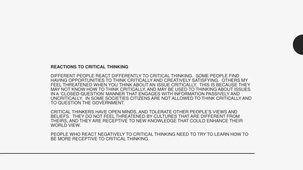 reactions to critical thinking