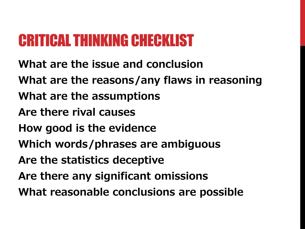 critical thinking checklist