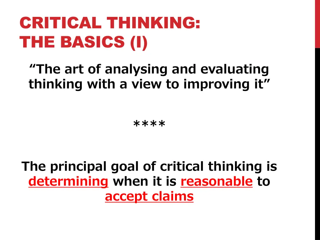 critical thinking the basics i