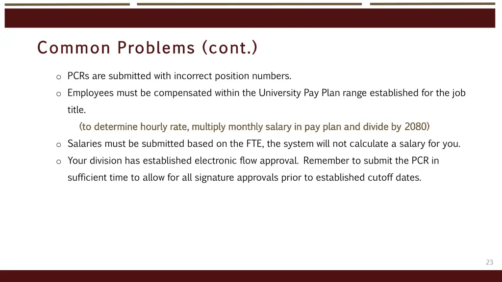 common problems cont common problems cont o pcrs