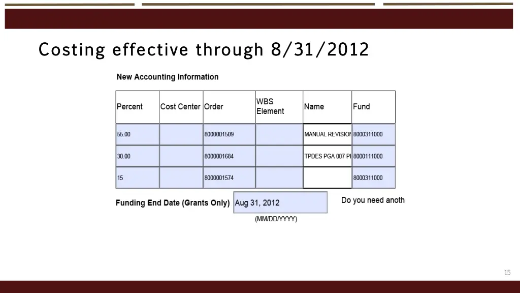 costing effective through 8 31 2012 costing