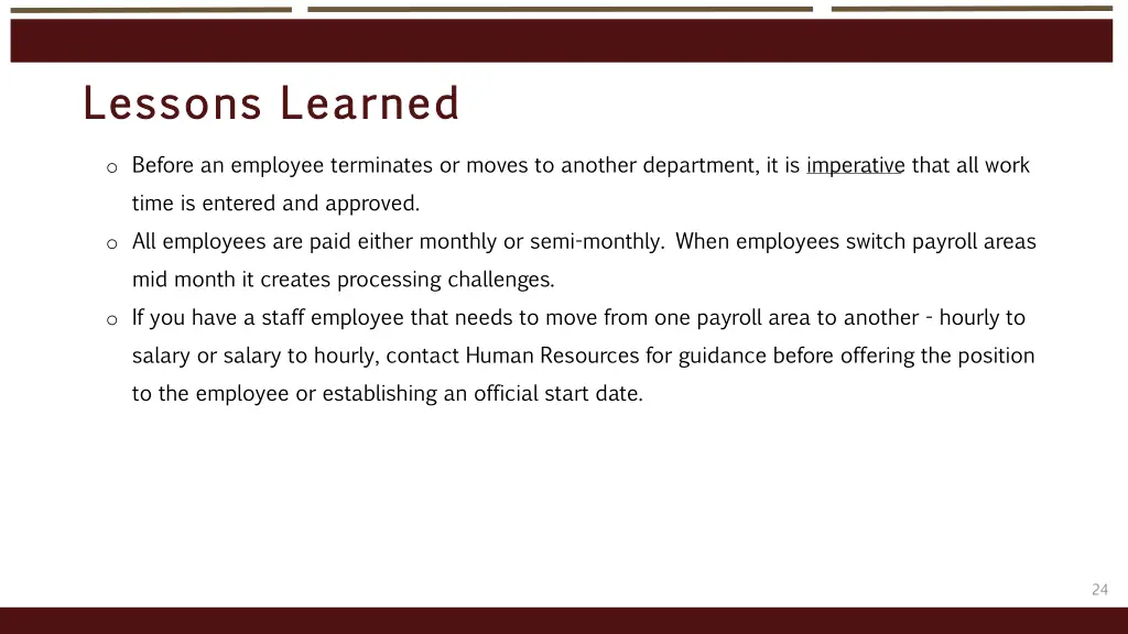 lessons learned lessons learned o before