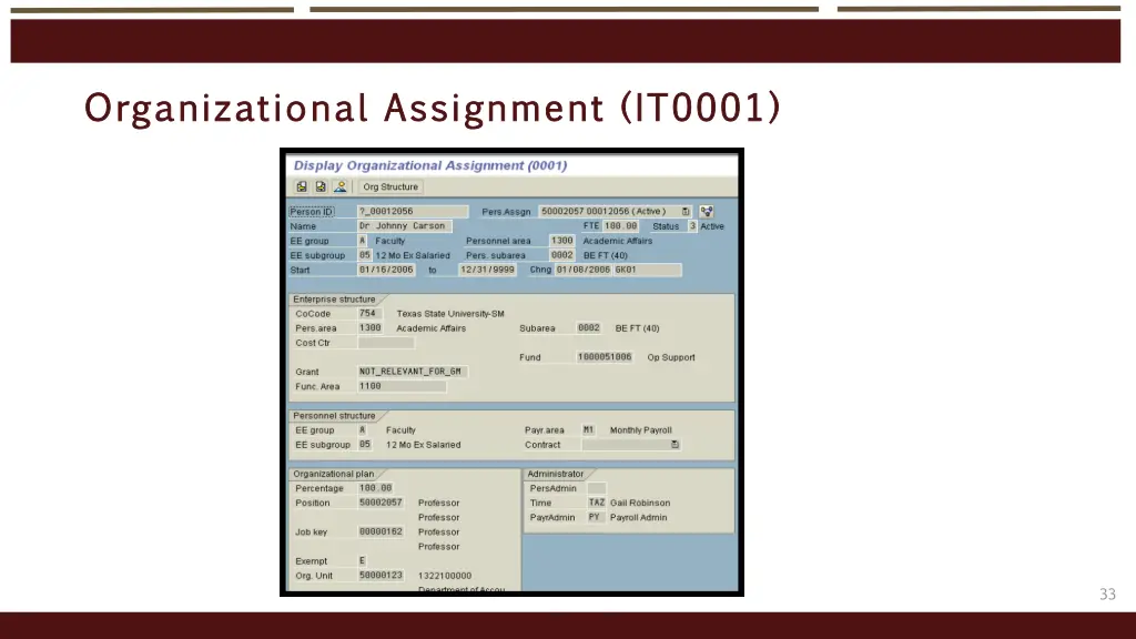 organizational assignment it0001 organizational