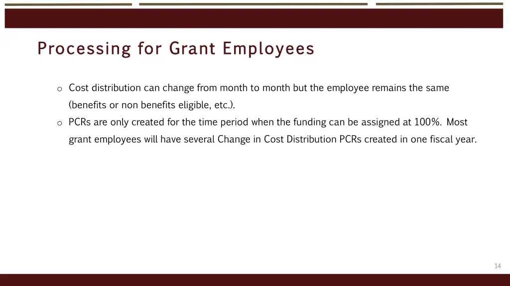processing for grant employees processing