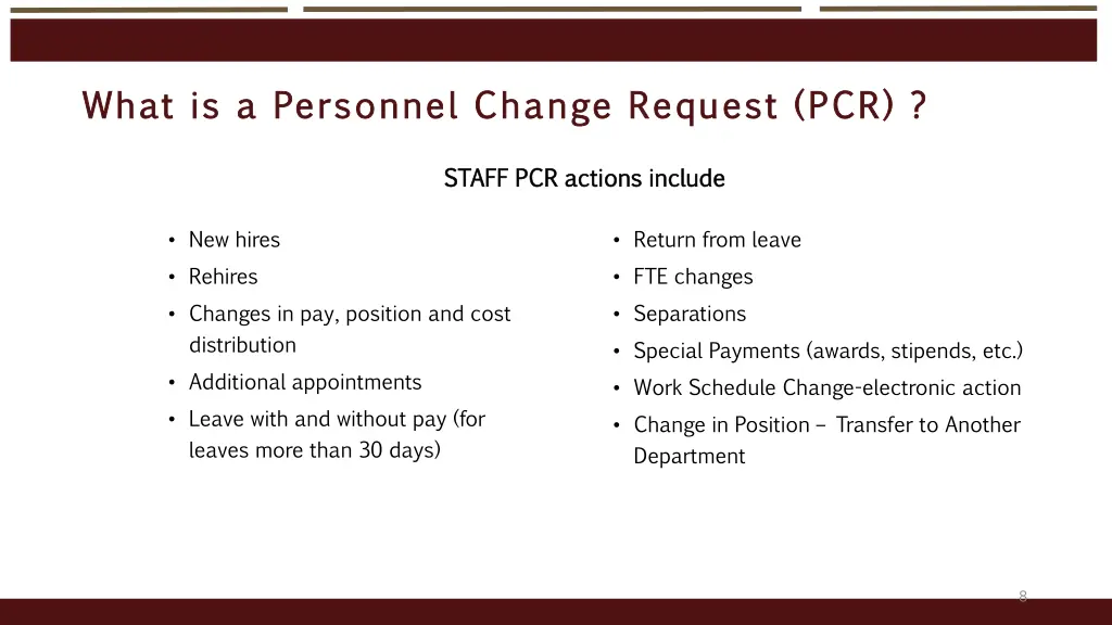 what is a personnel change request pcr what