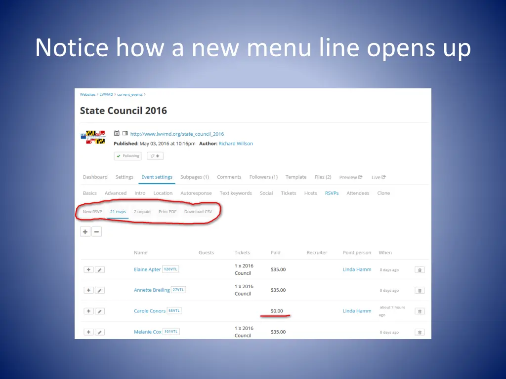 notice how a new menu line opens up