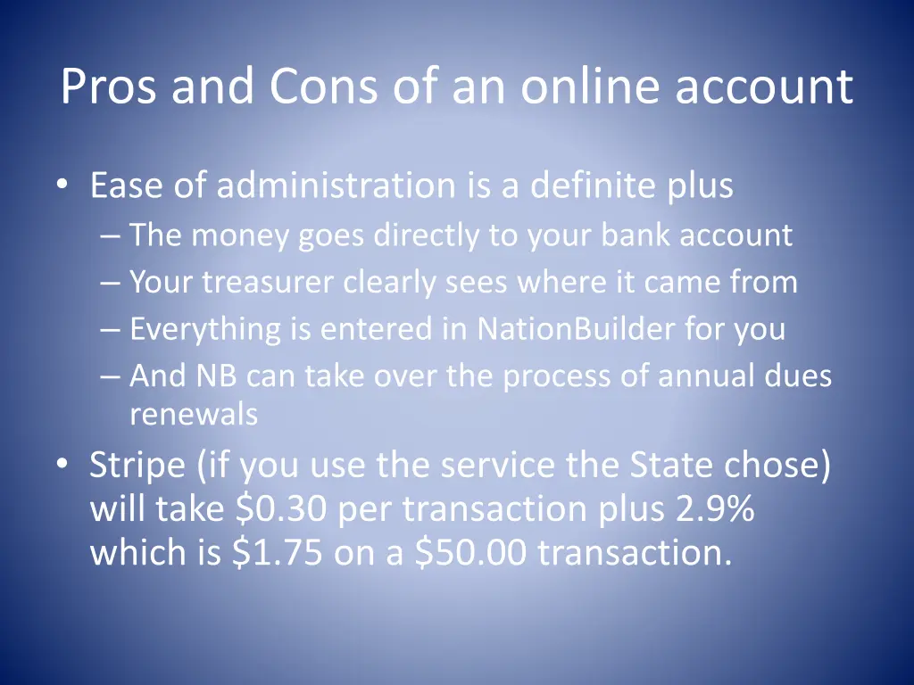 pros and cons of an online account