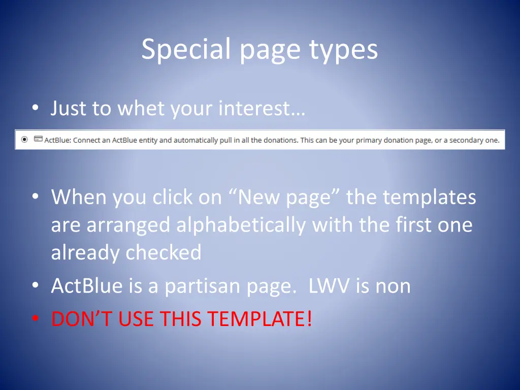 special page types